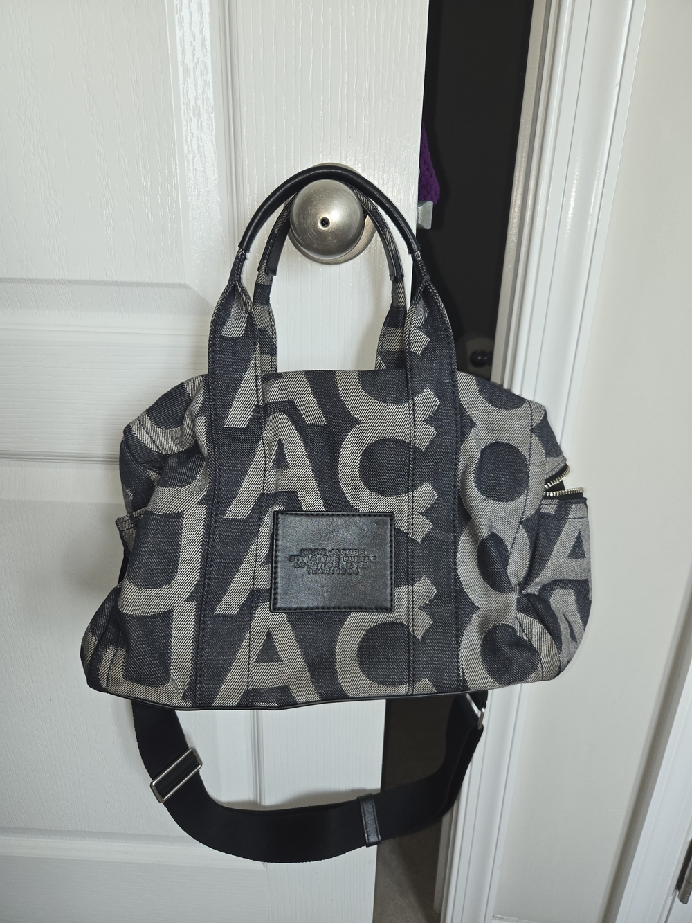 Marc Jacobs Two-Tone Black and Gray Signature Canvas Messenger Tote